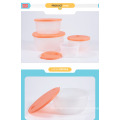 Kitchen use different capacity round clear plastic food storage containers with lids